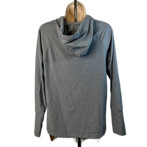 Apana Heather Gray Yoga Activewear Hooded Long Sleeve Top Thumbholes Sz SM - Picture 2 of 12
